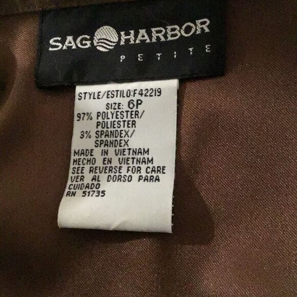 Jacket, Sag Harbor Petites Womens Jacket, size 6P, Brown, Unlined, Zip - Picture 7 of 7